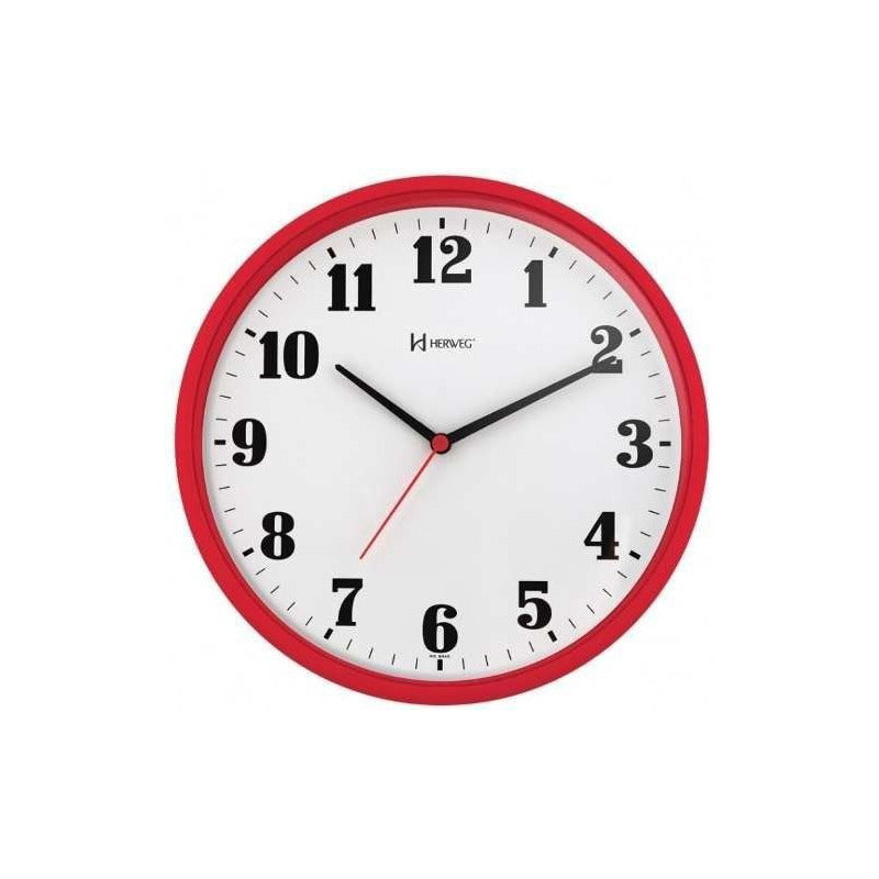 Reloj De Pared Herweg 6126 Analogico Redondo 26 Cm Rojo Rojo Blanco