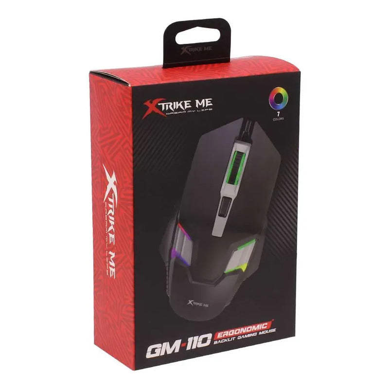 Mouse Alambrico Gamer Xtrike Me Rgb 3600 Dpi Sensor Optico Negro