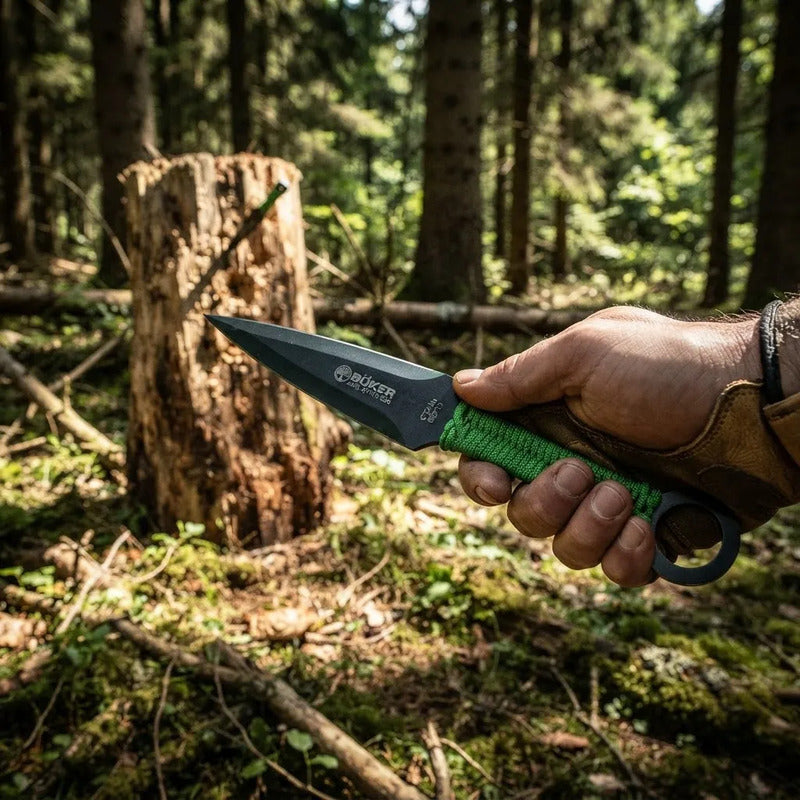 Cuchillo Kunai De Lanzamiento Ninja X 3 Con Funda Negro/verde
