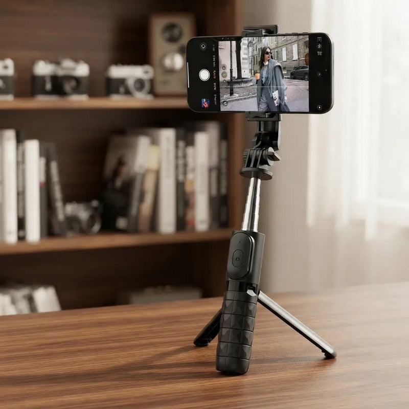 Palo Selfie Extensible Blueooth Trípode Miccell Disparador Negro