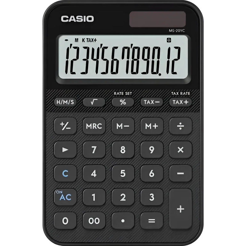 Calculadora De Escritorio Casio Ms20yc De 12 Dígitos, Negro Negro