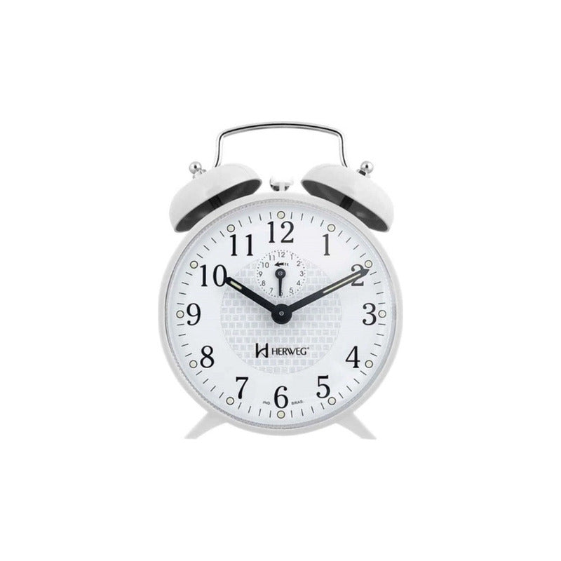 Reloj Despertador Herweg Mecánico, Campanilla Gran Canal  Blanco