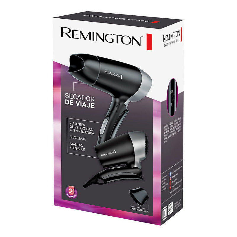 Secador Remington D2400. Mango Plegable. Gran Canal  Negro