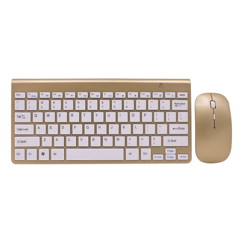 Mini Teclado Y Mouse Inalambrico Plateado