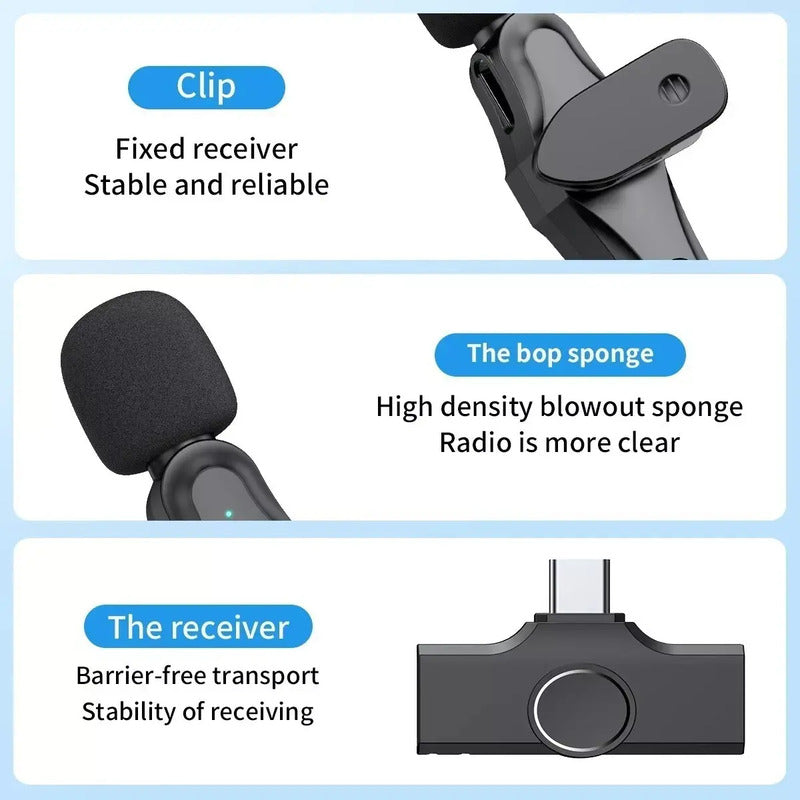 Microfono Inalambrico Solapero K8 iPhone Android Negro