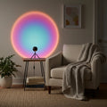 Lampara Mesa Escritorio Atardecer Sunset Flor Proyector Usb Negro Rainbow