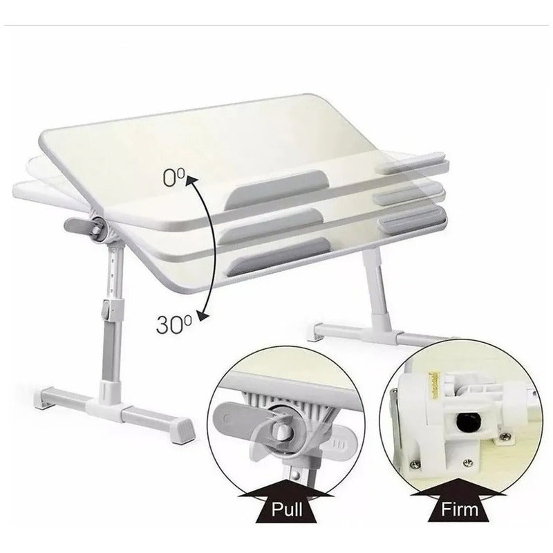 Mesa Plegable Con Cooler Para Laptop, Notebook Gran Canal.  Crema