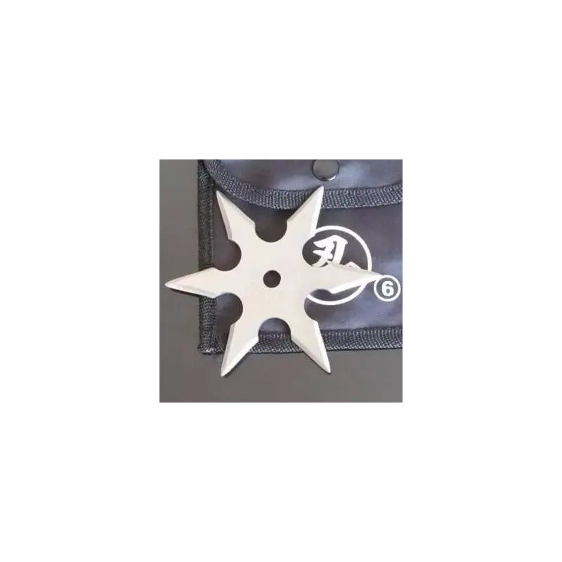Estrella Lanzadora Ninja Shuriken De 6 Puntas Con Estuche Plateado