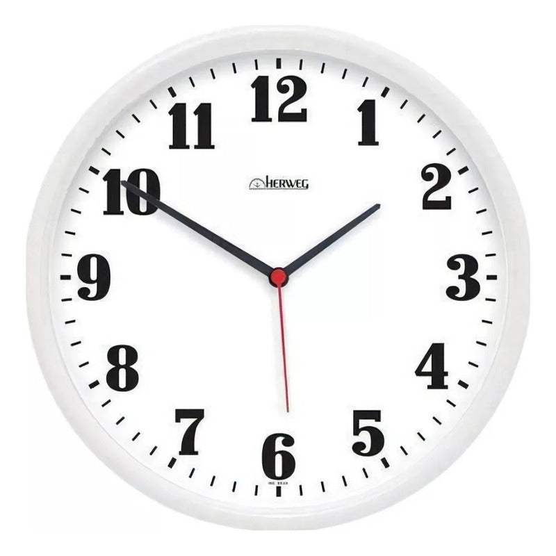 Reloj De Pared Analógico Herweg 6126 Con Diseño Moderno 26cm Blanco