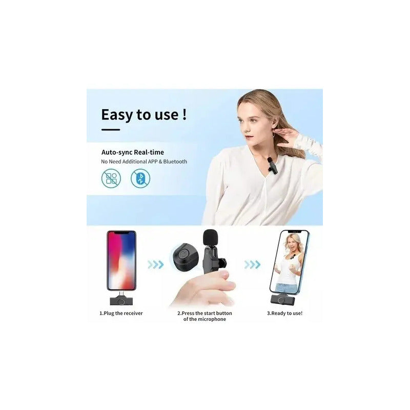 Microfono Inalambrico Solapero K8 iPhone Android Negro