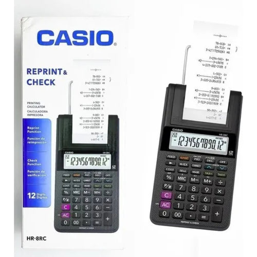 Calculadora Casio Hr-8rc-bk Mini Impresora 12 Dígitos Negro Negro