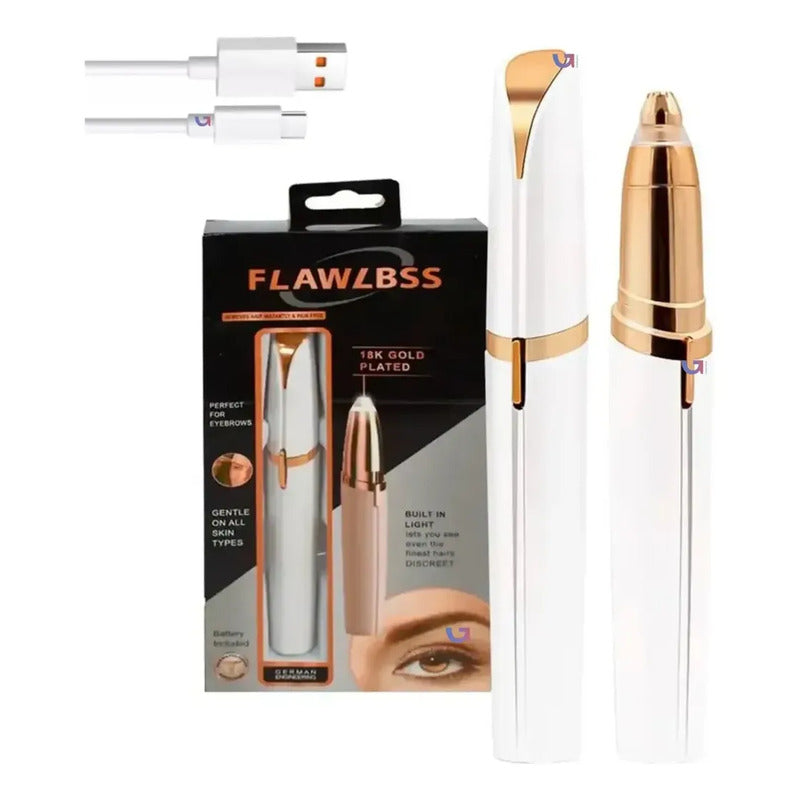 Depiladora Lapiz Portátil Para Rostro Vello Facial Cejas Blanco
