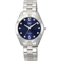 Reloj Q&q Metal Q83b-005py Fondo Azul Plateado Acero Azul