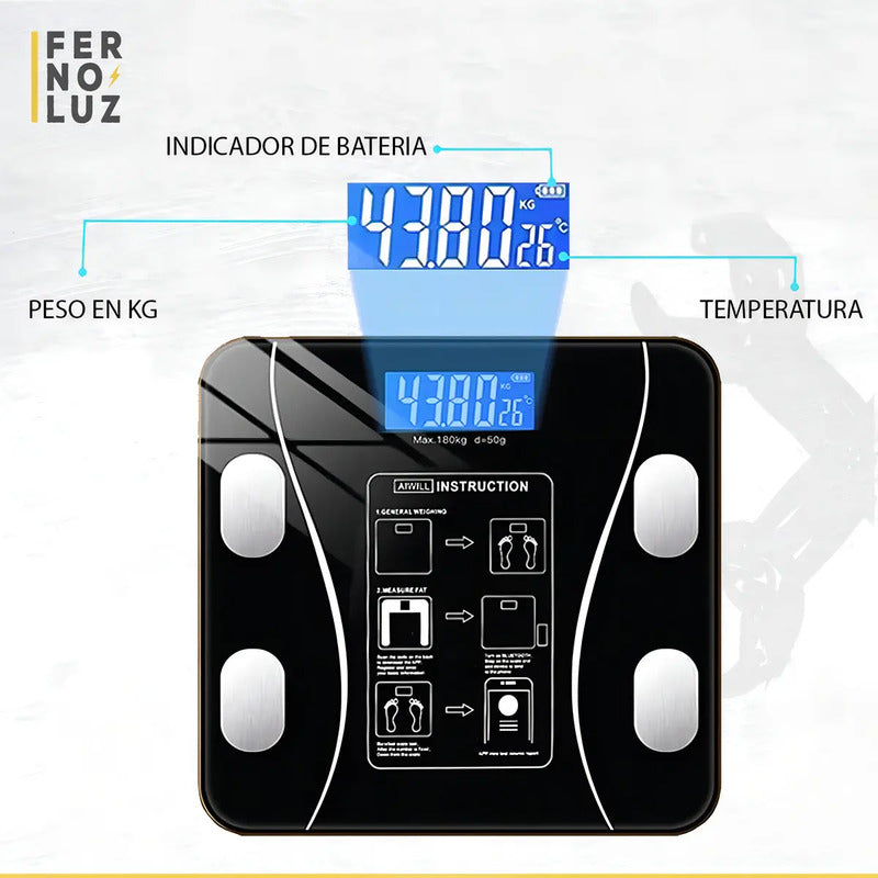 Balanza Digital Bluetooth Ultra Slim Hasta 180kg