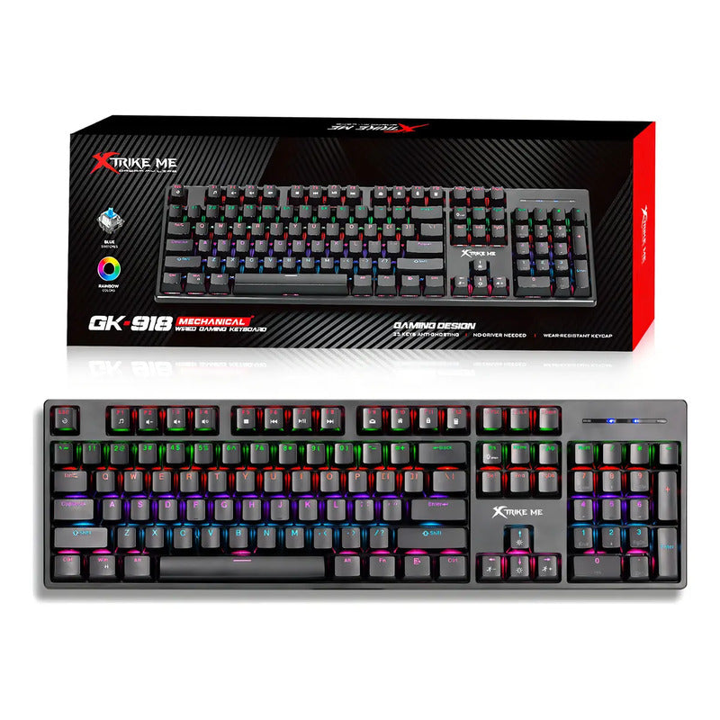 Teclado Mecanico Rgb Xtrike Me Gk-918 Anti-ghosting Ingles Negro Inglés Us