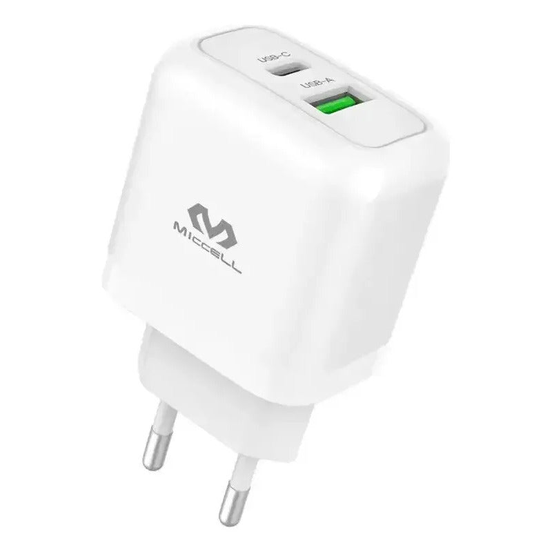 Cargador Usb Tipo C + Usb A 45w Apto Para Ceibalita Usb C Blanco