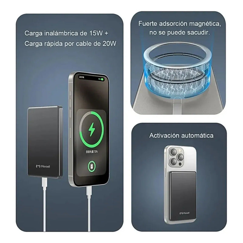 Power Bank Miccell 10000mah P31 Magsafe Magnetico 20w