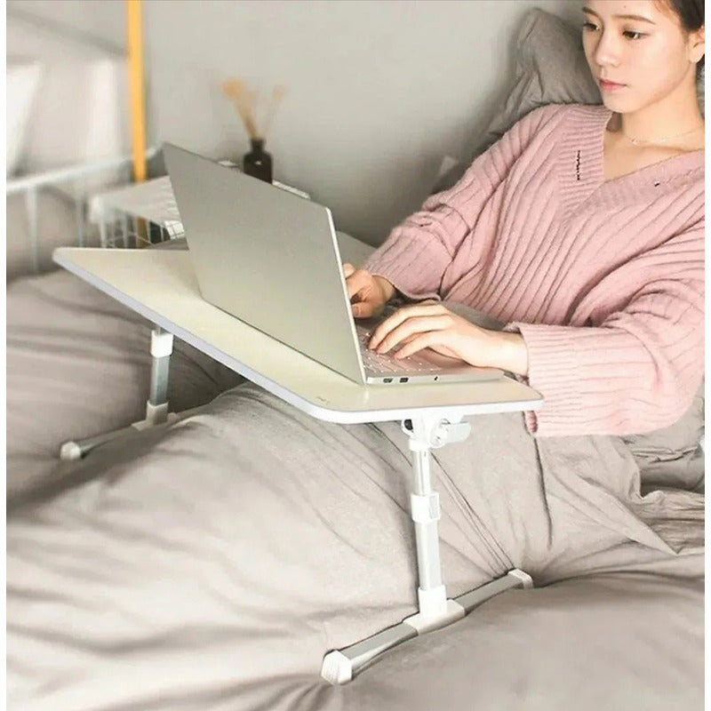 Mesa Plegable Con Cooler Para Laptop, Notebook Gran Canal.  Crema