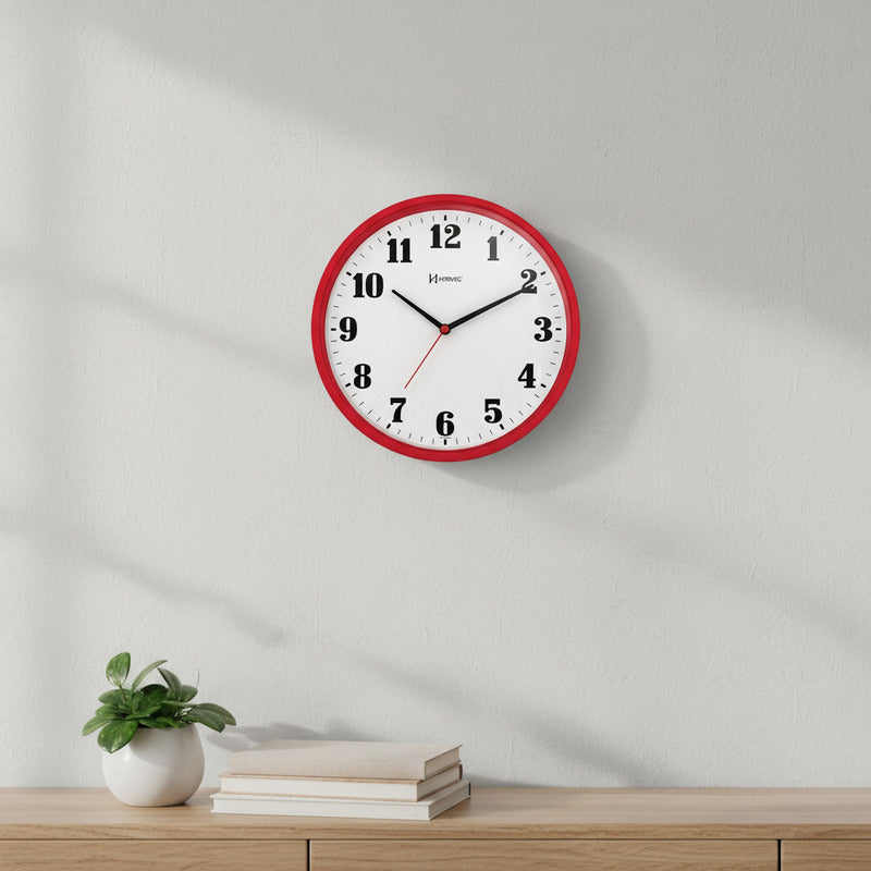 Reloj De Pared Herweg 6126 Analogico Redondo 26 Cm Rojo Rojo Blanco