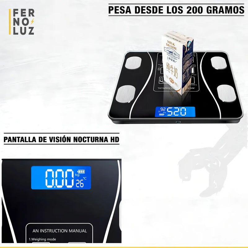 Balanza Digital Bluetooth Ultra Slim Hasta 180kg
