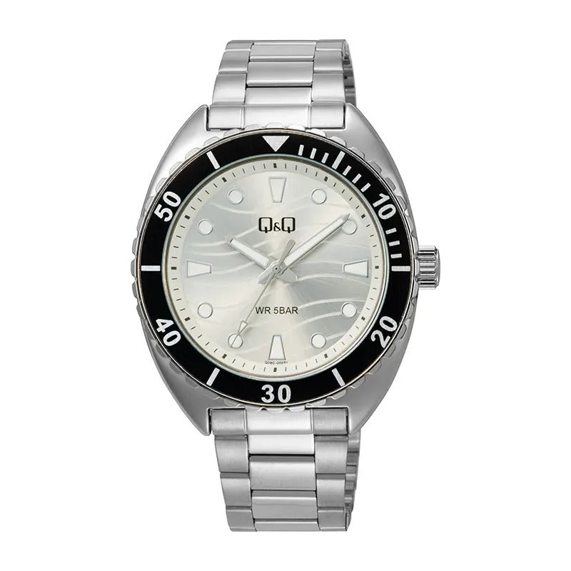 Reloj Qyq Metal Hombre 42mm Q08c-002py Plateado