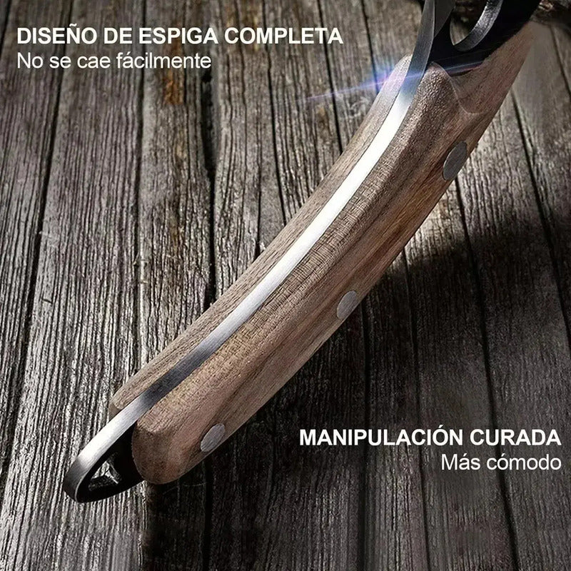 Cuchillo Chef De Cocina Hoja Martillada Con Funda Cuerina Negro