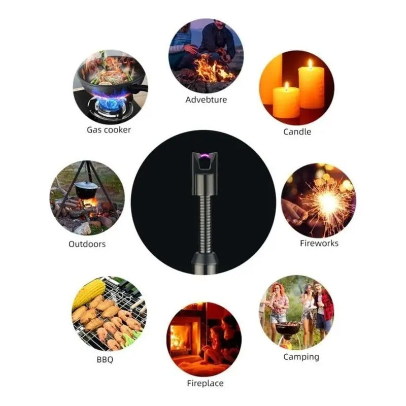 Encendedor Electrico Recargable Usb 21,5 Cm Largo Led Cocina