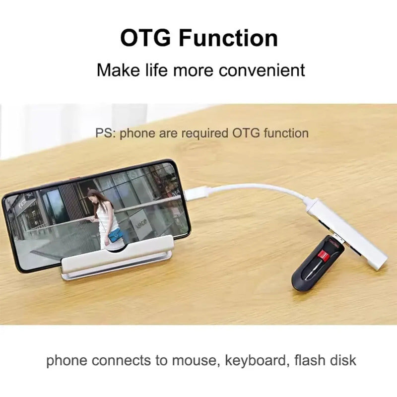 Hub Usb 3.0 Tipo C, Extensor Multifunción Usb De 4 Puertos Plateado