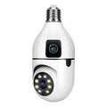 Cámara Seguridad Doble Lente 2mp Inalámbrica Wifi Rosca E27 Blanco
