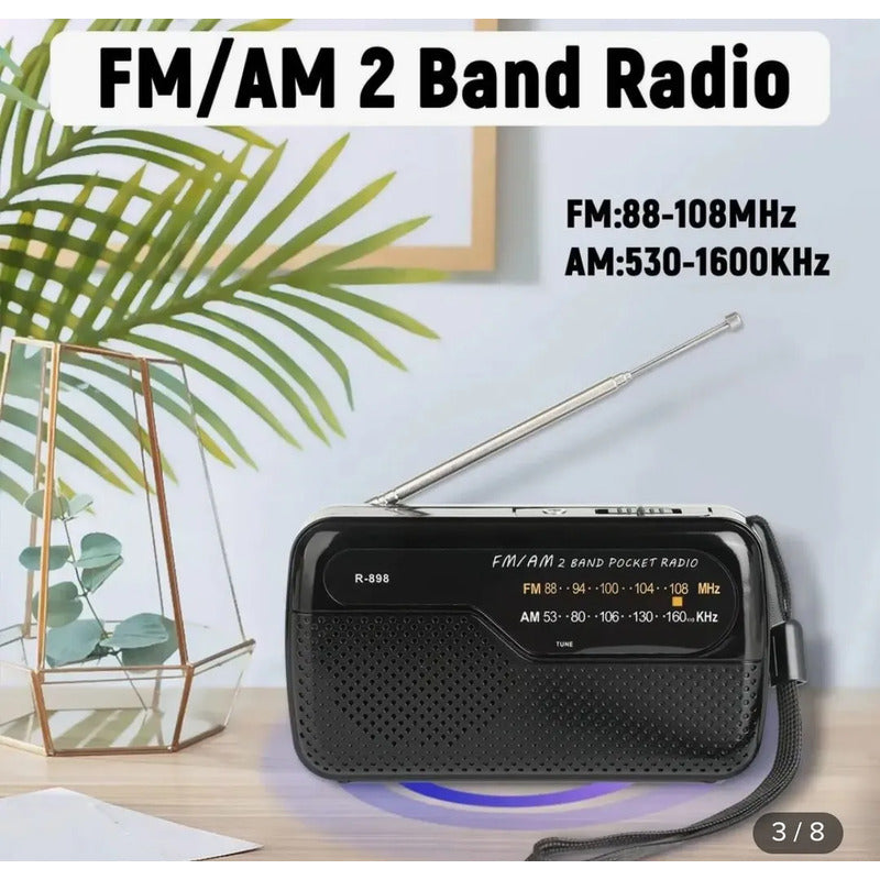 Radio Portátil De Bolsillo Am Fm R-898 Negro