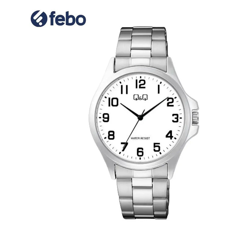 Reloj Q&q Malla De Acero Inox Fondo Blanco C36a005py Plateado Blanco