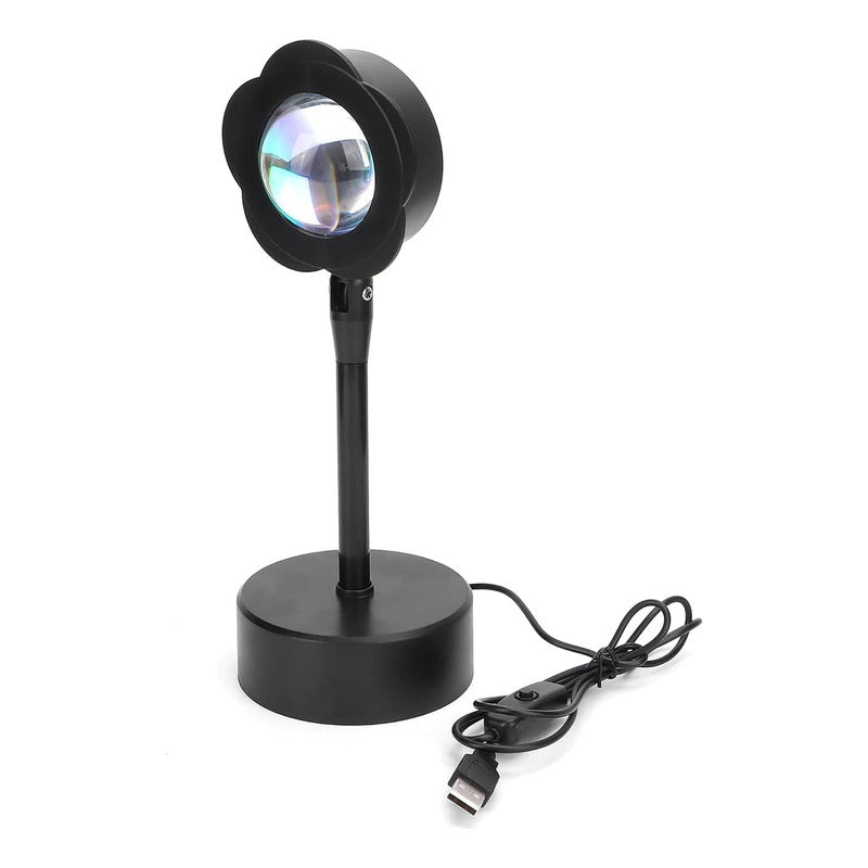 Lampara Mesa Escritorio Atardecer Sunset Flor Proyector Usb Negro