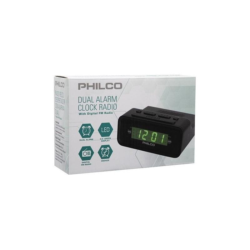 Radio Reloj Despertador Digital Philco 1006gr. Gran Canal Negro