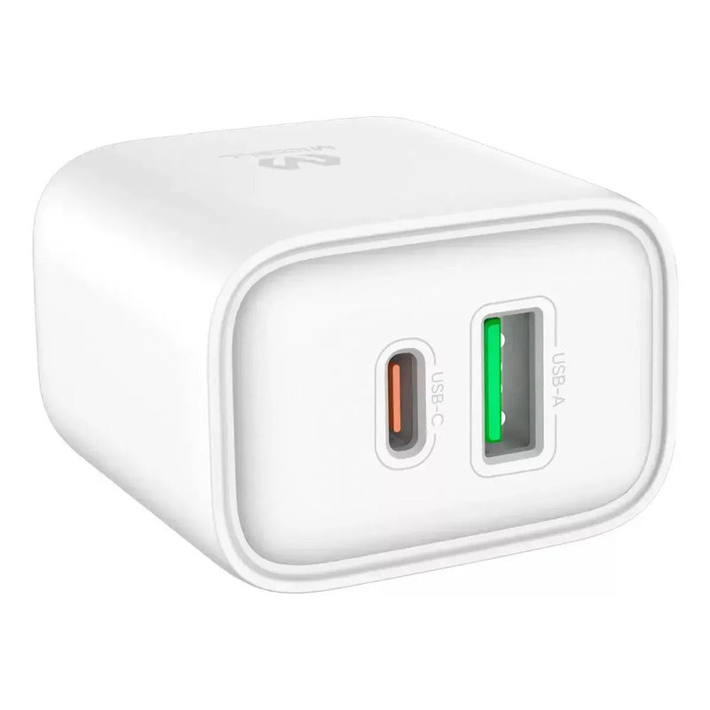 Cargador Usb Tipo C + Usb A 45w Apto Para Ceibalita Usb C Blanco