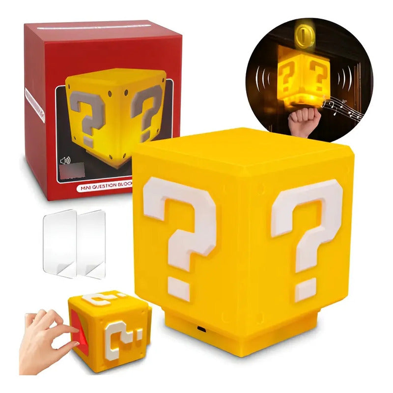 Lámpara De Mesa Mario Bros Cubo,led Luz De Noche Recargable Luz Nocturna De Signo De Interrogación 1w