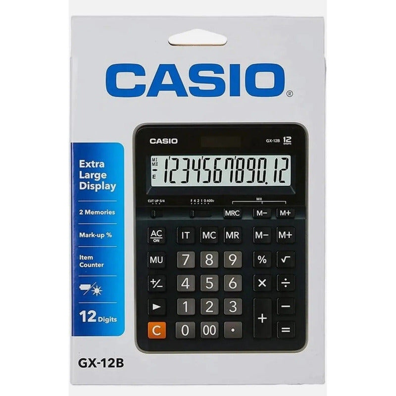 Calculadora Casio Gx-12b A Pila  Numeros Grandes 12 Dígitos Negro