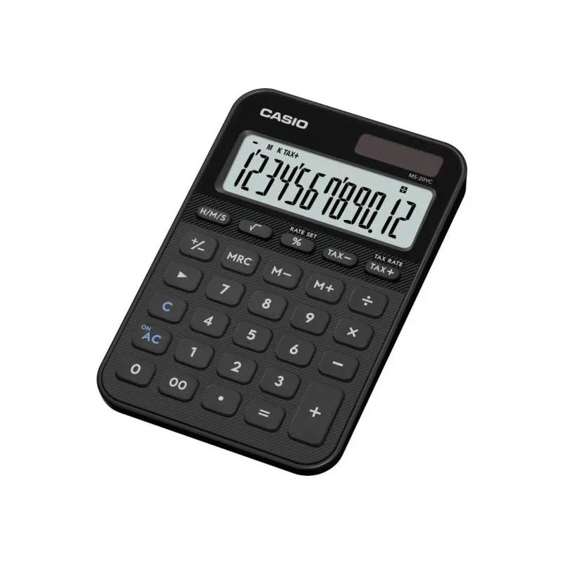 Calculadora De Escritorio Casio Ms20yc De 12 Dígitos, Negro Negro