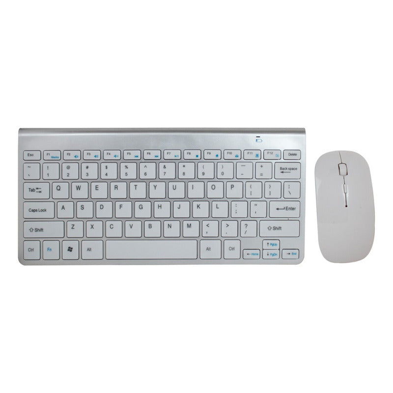 Mini Teclado Y Mouse Inalambrico Plateado