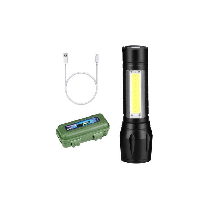 Linterna Recargable Usb Con Luz Ambiental. Gran Canal Blanco Negro