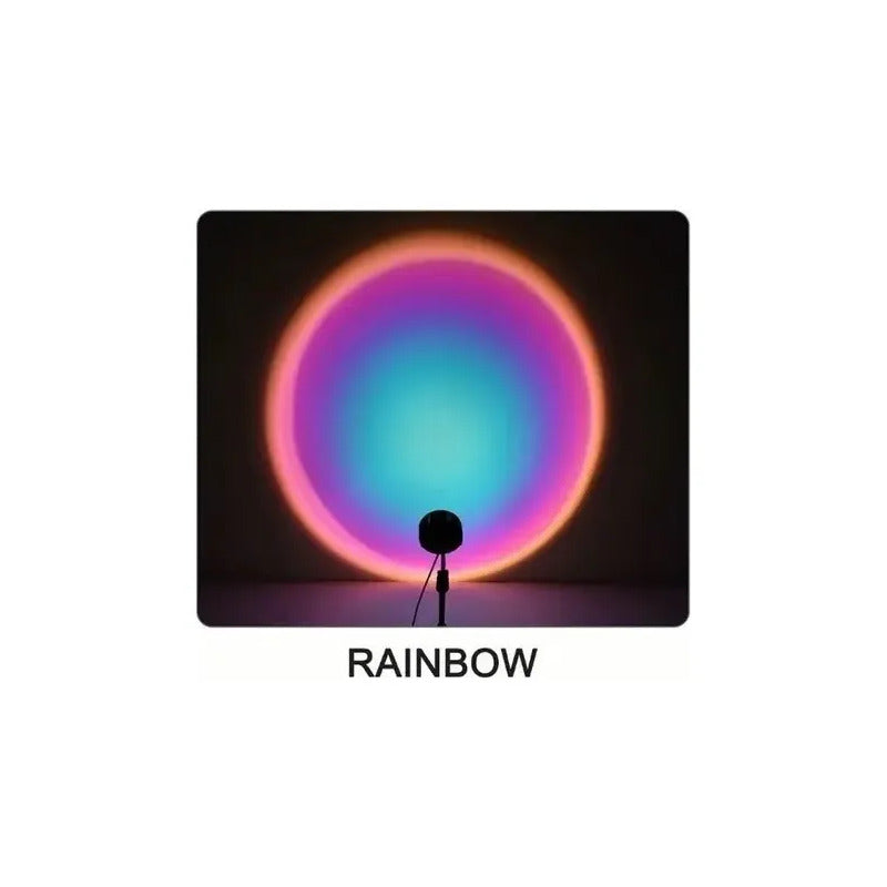 Lampara Mesa Escritorio Atardecer Sunset Flor Proyector Usb Negro Rainbow