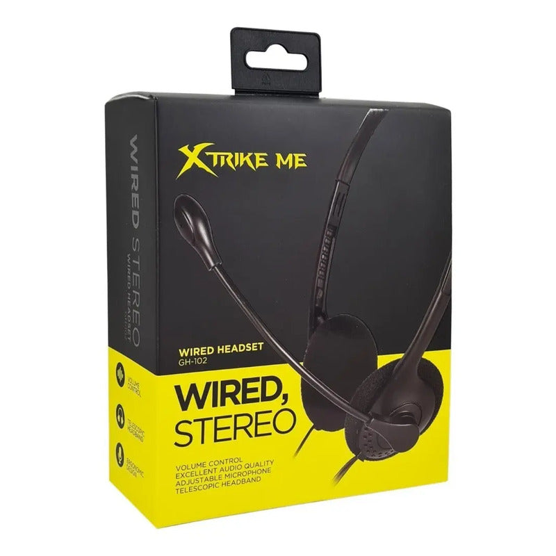 Auriculares Cableados Con Microfono Para Pc Largo 175cm Negro