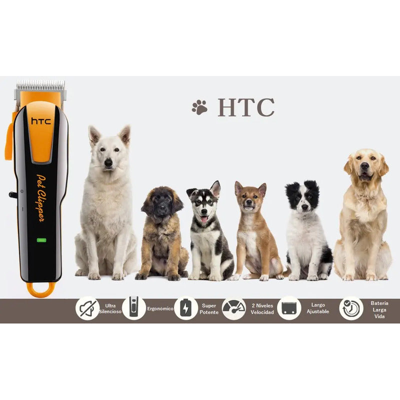 Cortapelo Htc Mascotas Perro Gato Con Accesorios. Recargable Naranja/negro