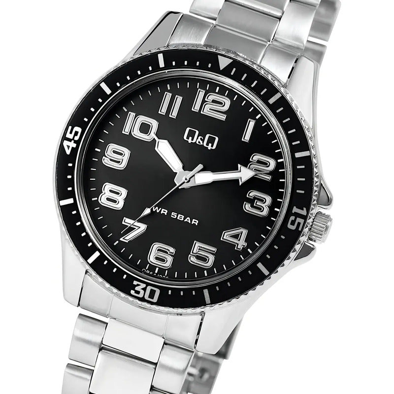 Reloj Q&q Metal Qb64j225y Plateado Negro