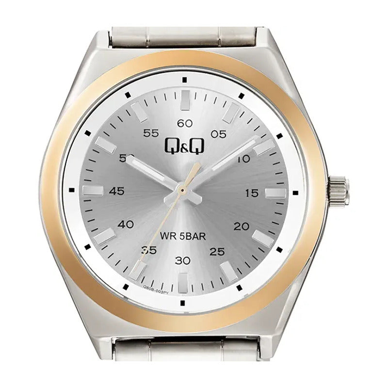 Reloj Qyq Metal Q80b003py Plateado Dorado