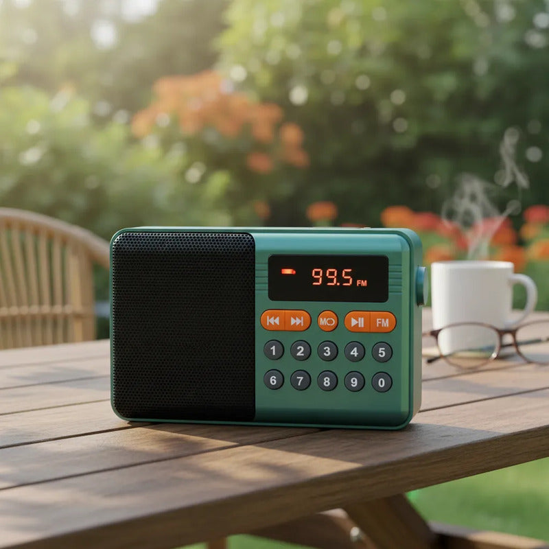 Radio Portátil Bluetooth Digital Fm Usb Mp3 Recargable Verde Oscuro