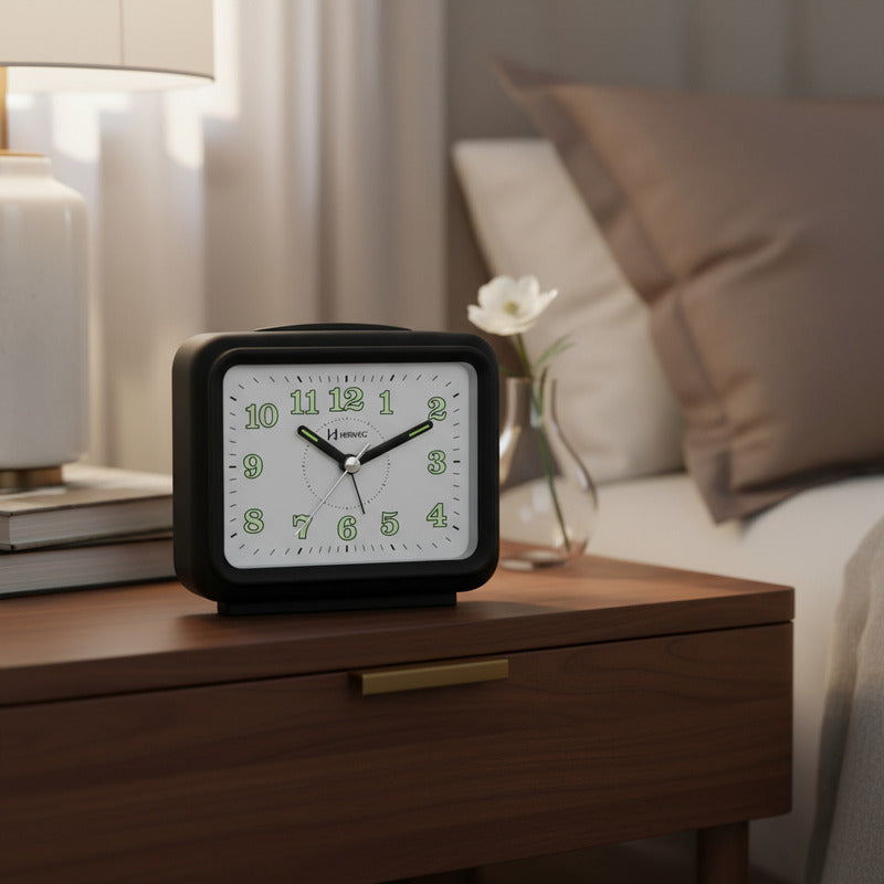 Reloj Despertador Herweg 2 Sonidos.  Negro