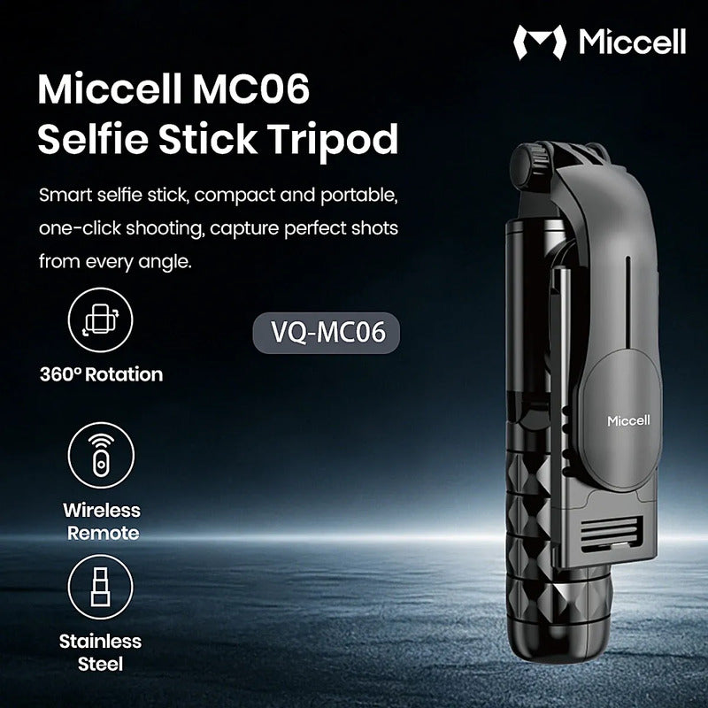 Palo Selfie Extensible Blueooth Trípode Miccell Disparador Negro