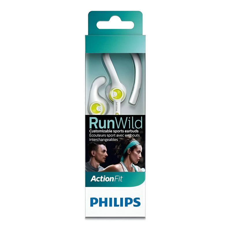 Auricular Philips Deportivo De Enganche Shq1400lf Gran Canal Blanco Y Verde