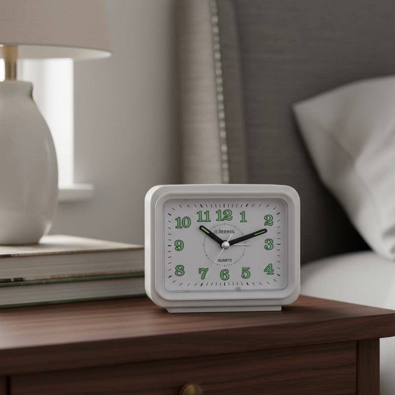 Reloj Despertador Herweg 2 Sonidos.  Blanco
